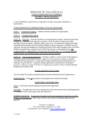 Fence, Shed, Patio Zoning Application Form - BOROUGH OF COLLEGEVILLE, Pennsylvania, Page 2