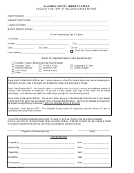 Document preview: Request for Copy of Incident/Crime Report - Alameda county, California
