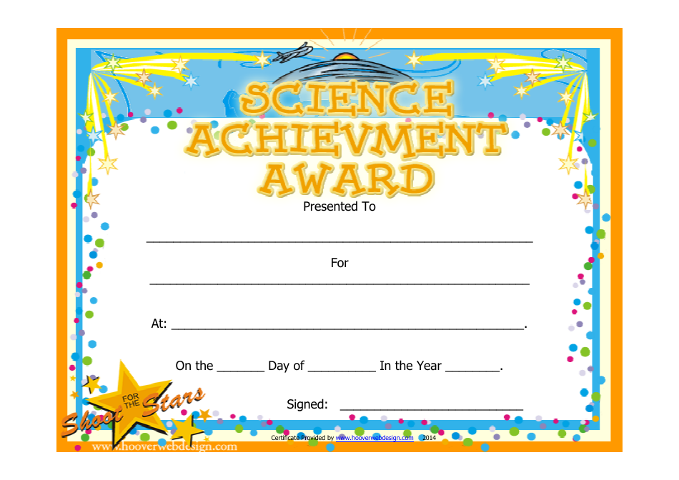 Science Achievement Award Certificate Template Varicolored Download