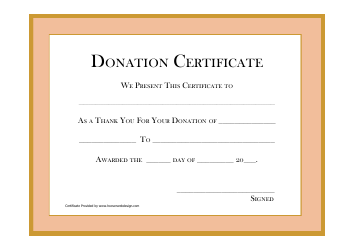 Document preview: Donation Certificate Template - Light