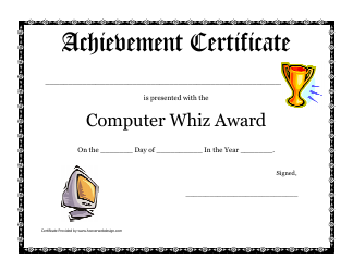 Document preview: Computer Whiz Award Certificate Template