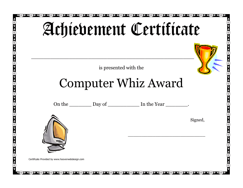 Computer Whiz Award Certificate Template Image Preview
