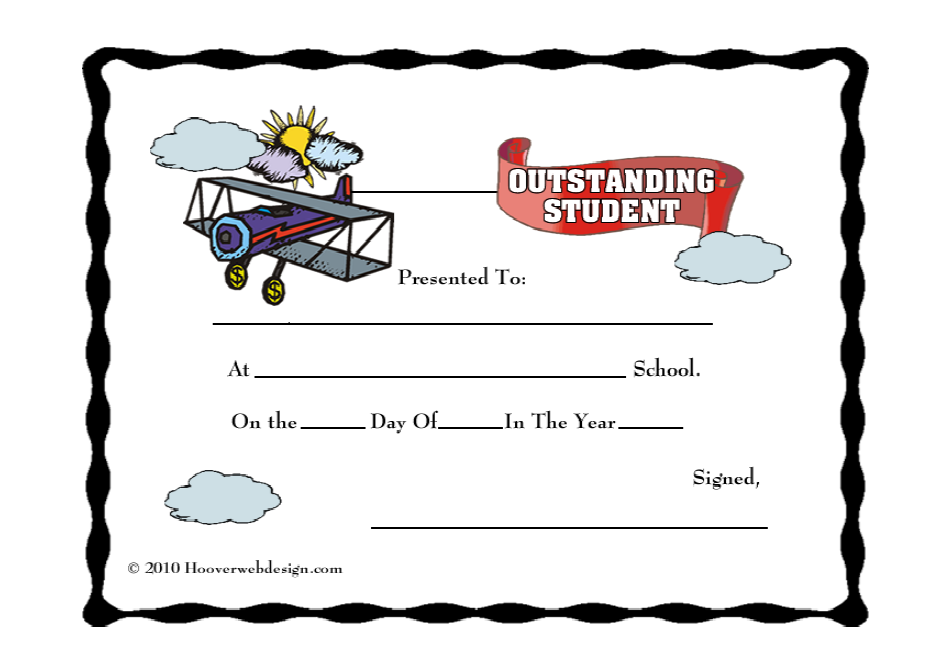 Outstanding Student School Certificate Template, Page 1