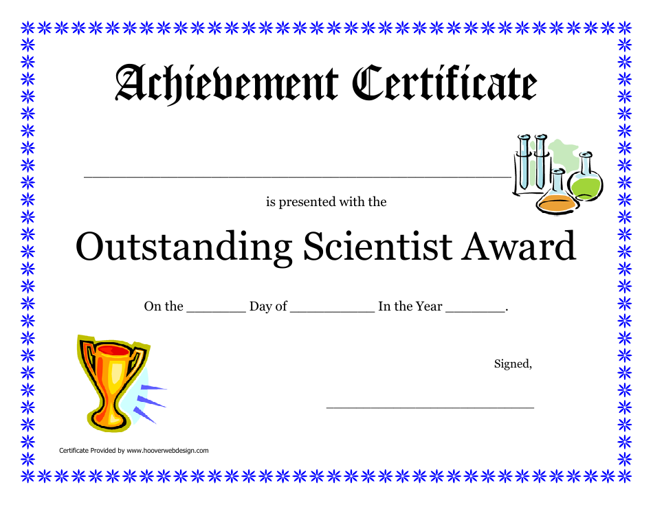 Outstanding Scientist Childrens Award Certificate Template - customizable certificate design for recognizing outstanding young scientists.