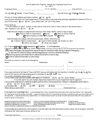Document preview: Non-student Non-regular Temporary Employee Data Form - Texas State University System - Texas