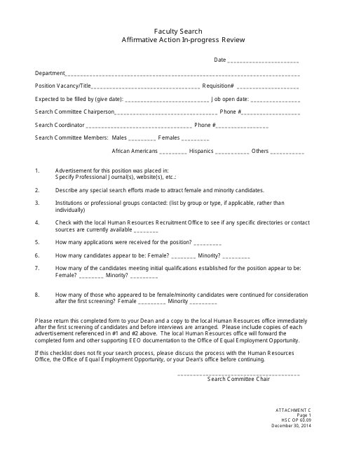 Affirmative Action in-Progress Review Form - Faculty Search