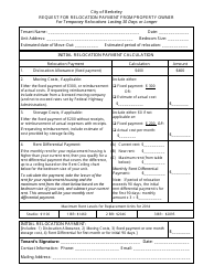 Request for Relocation Payment From Property Owner Form - Berkeley, California