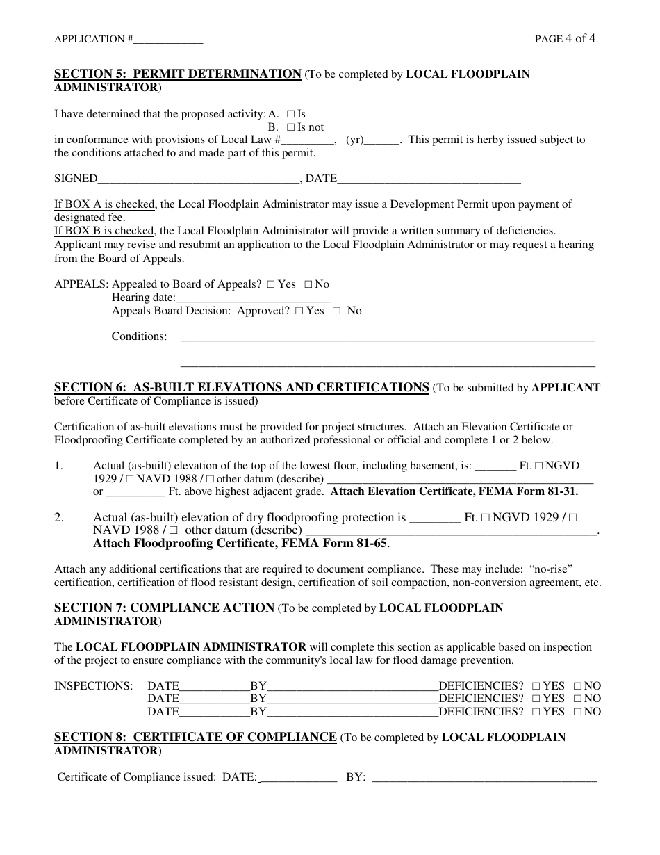 Floodplain Development Permit Application Form, Page 4