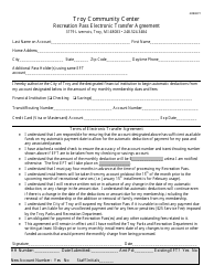 &quot;Recreation Pass Electronic Transfer Agreement Form&quot; - City of Troy, Michigan
