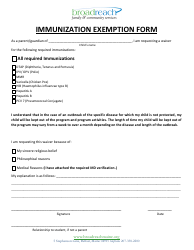 Document preview: Immunization Exemption Form - Broadreach - Maine