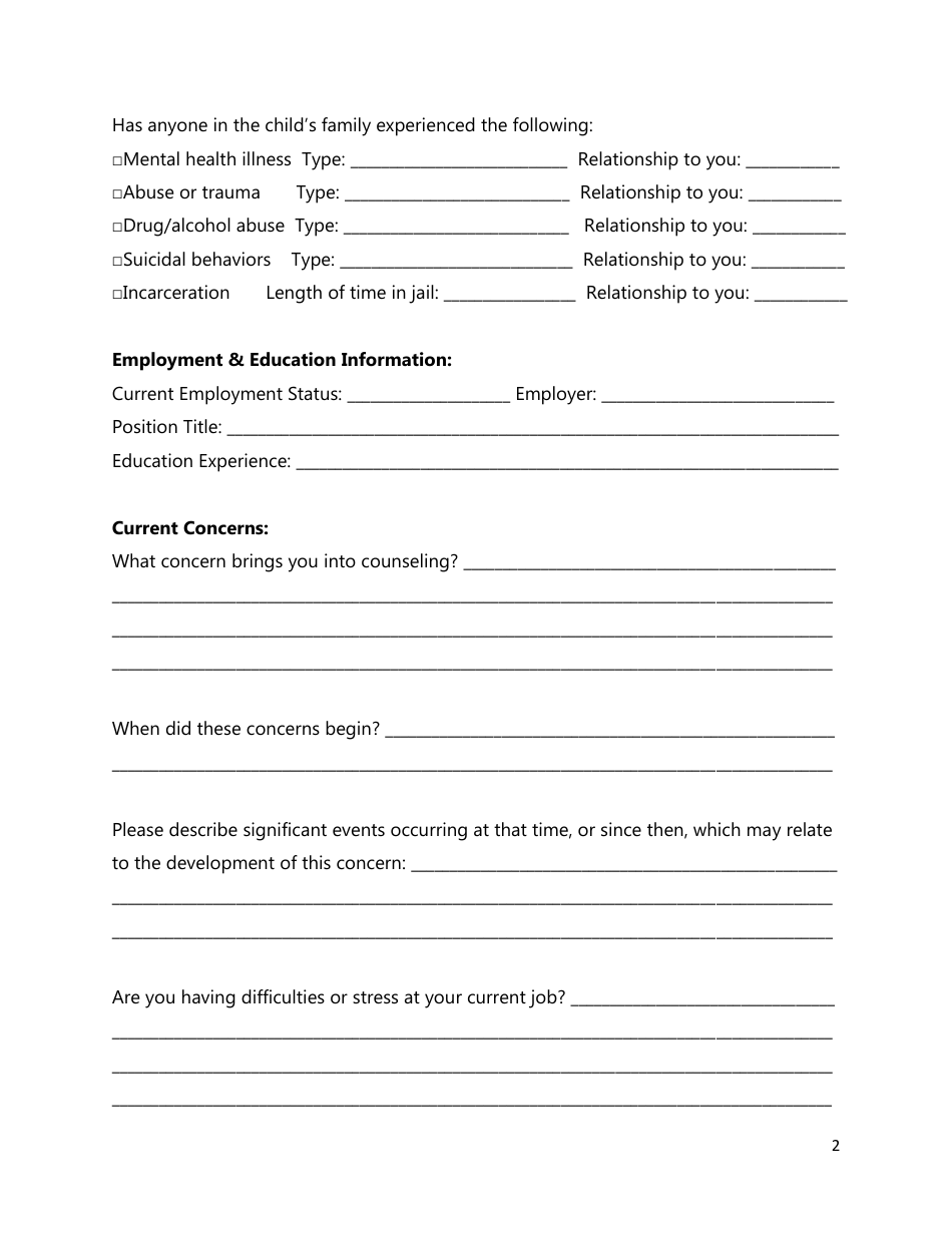 Adult Intake Form - Fill Out, Sign Online and Download PDF | Templateroller