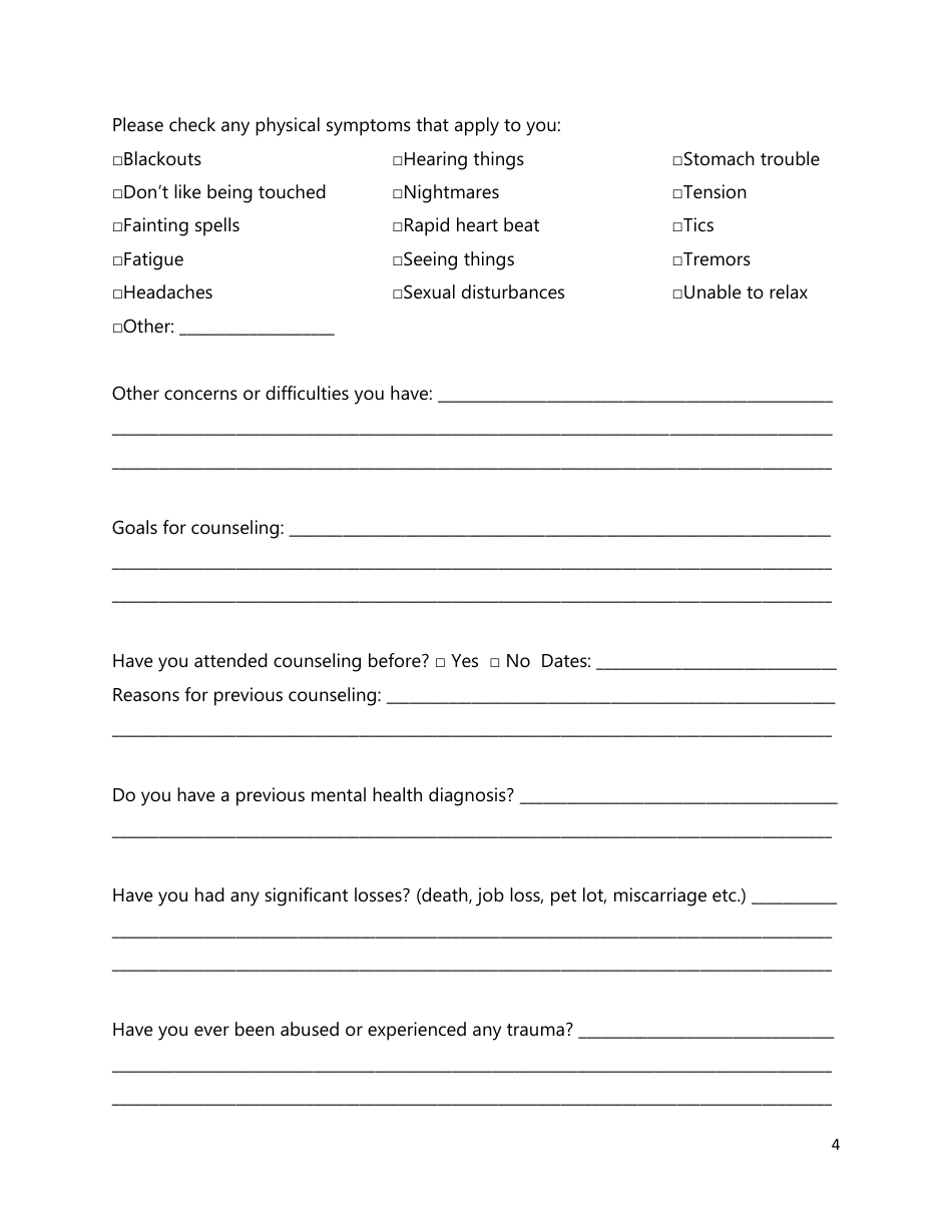 Adult Intake Form - Fill Out, Sign Online and Download PDF | Templateroller