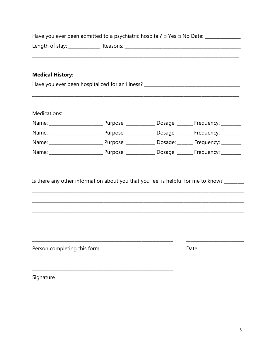 Adult Intake Form - Fill Out, Sign Online and Download PDF | Templateroller