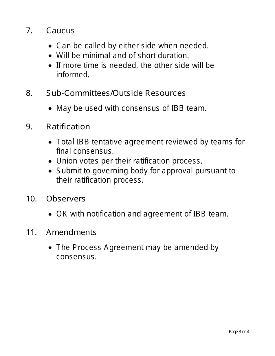 Interest-Based Bargaining (Ibb) Process Agreement Template, Page 3