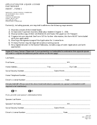 Document preview: Form 105 (2) Application for Liquor License Partnership Insert - Nebraska