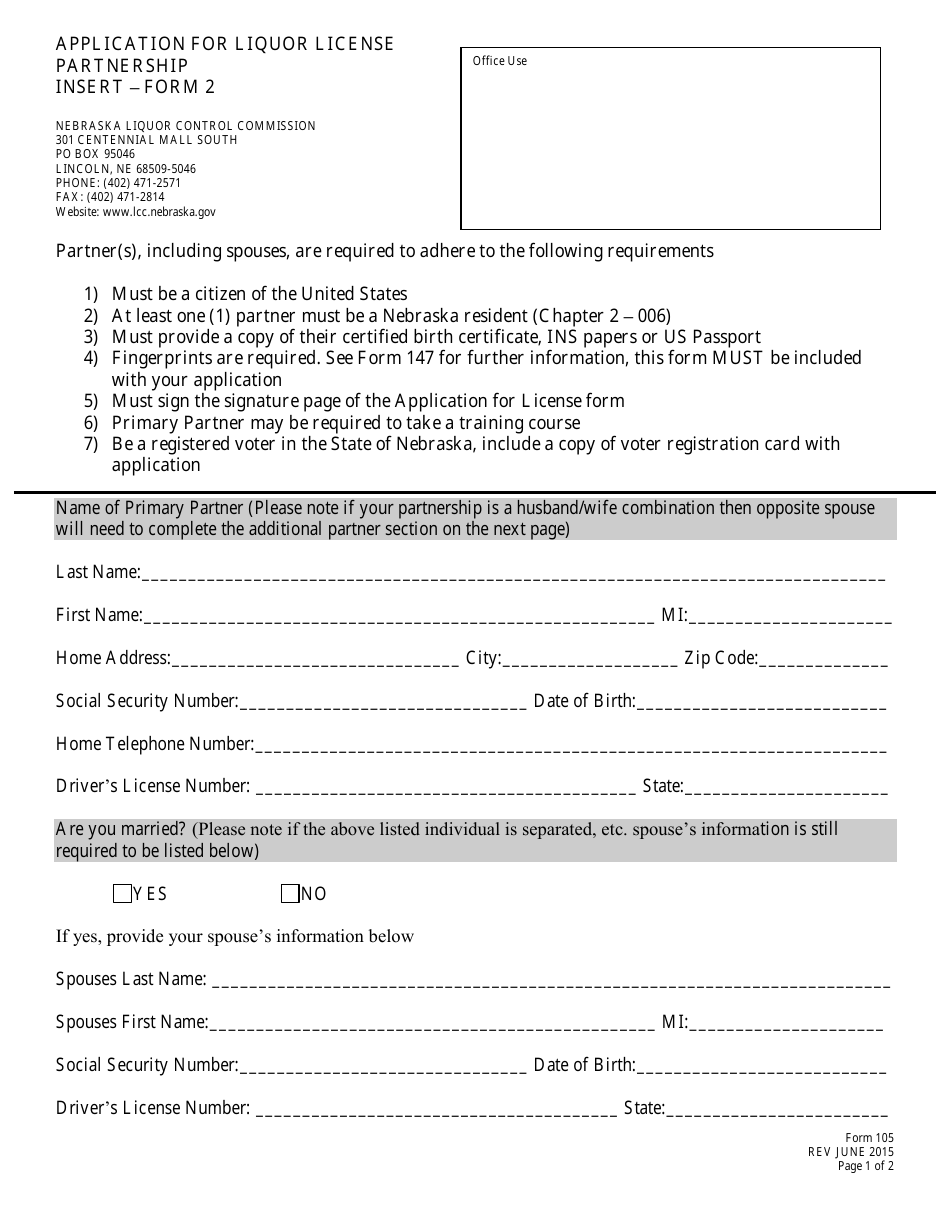 Form 105 (2) Download Fillable PDF or Fill Online Application for ...