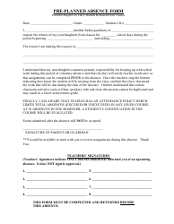 Document preview: Pre-planned Absence Form