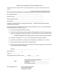 Document preview: Military Discharge Certificate Release Form - Park County, Montana