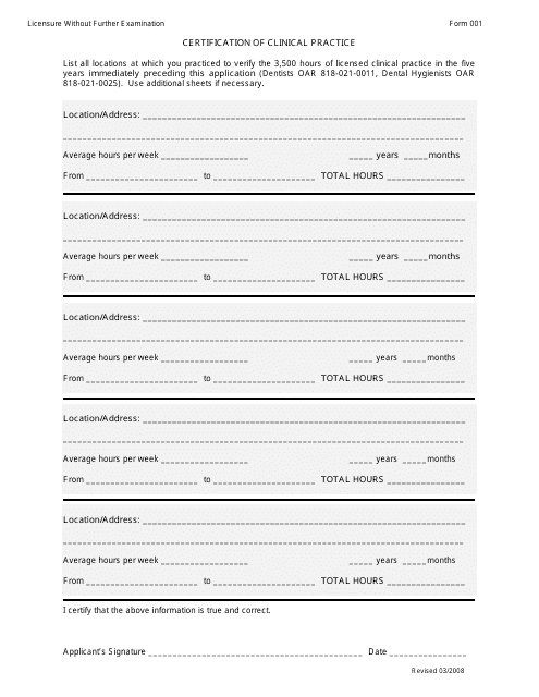 Form 001  Printable Pdf
