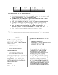 Parent Enrollment Application Form - West Virginia, Page 2
