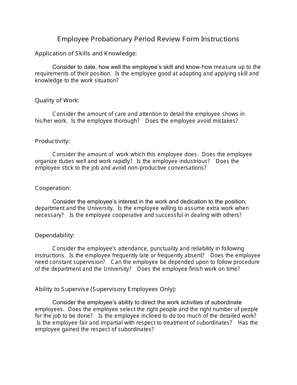 Employee Probationary Period Template