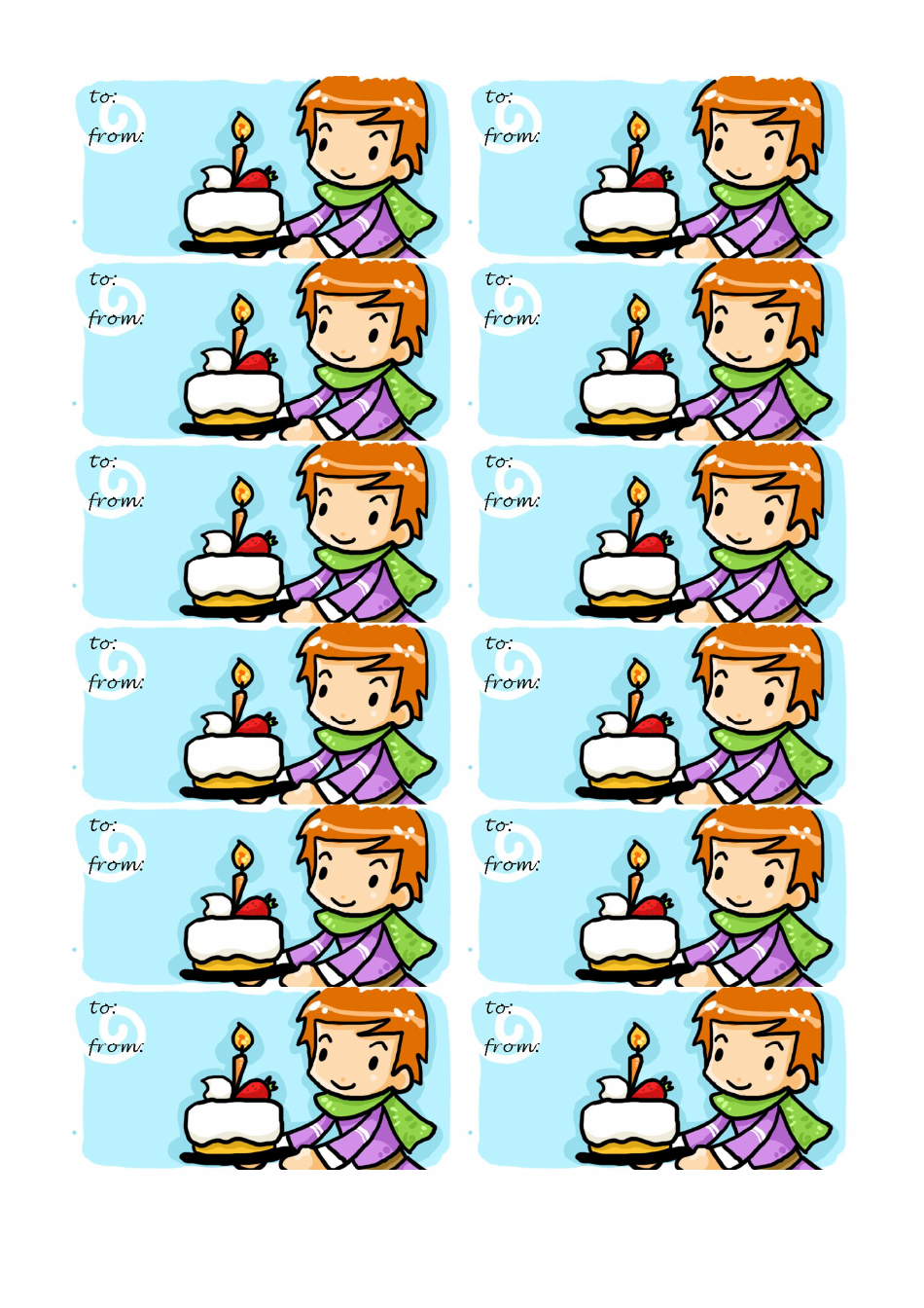 Birthday Cake Gift Tag Template - Printable SVG Image