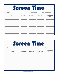 &quot;Daily Screen Time Card Template&quot;