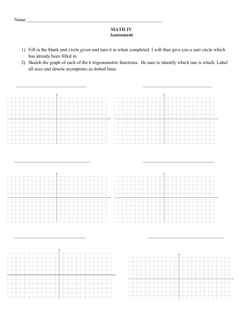 Math IV Assessment Worksheet Preview Image