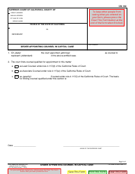 Document preview: Form CR-190 Order Appointing Counsel in Capital Case - California