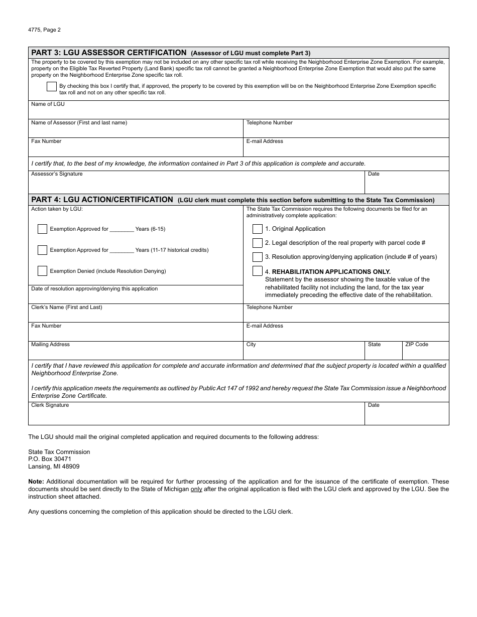 Form 4775 - Fill Out, Sign Online and Download Fillable PDF, Michigan ...