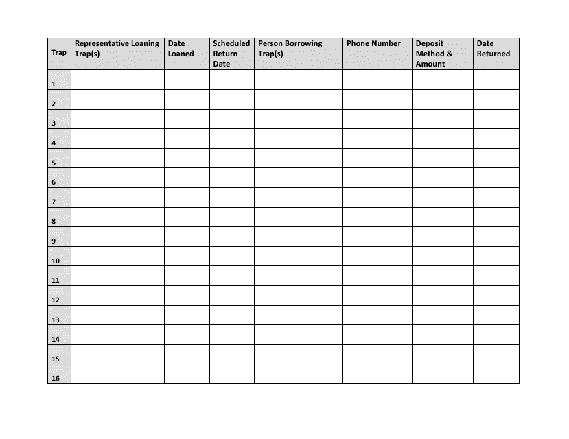 Equipment Tracking Sheet Template - Preview Image