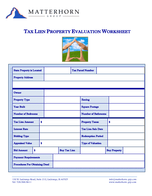Tax Lien Property Evaluation Worksheet Template - Matterhorn Group