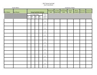 Camp Card Sale Tracking Sheet Template