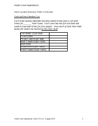 Hotel Laundry Inventory Sheet Template - Fccla - Ohio, Page 2