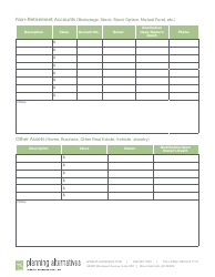 &quot;Asset and Liability Worksheet Template - Planning Alternatives&quot;, Page 2