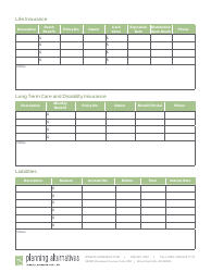 &quot;Asset and Liability Worksheet Template - Planning Alternatives&quot;, Page 3