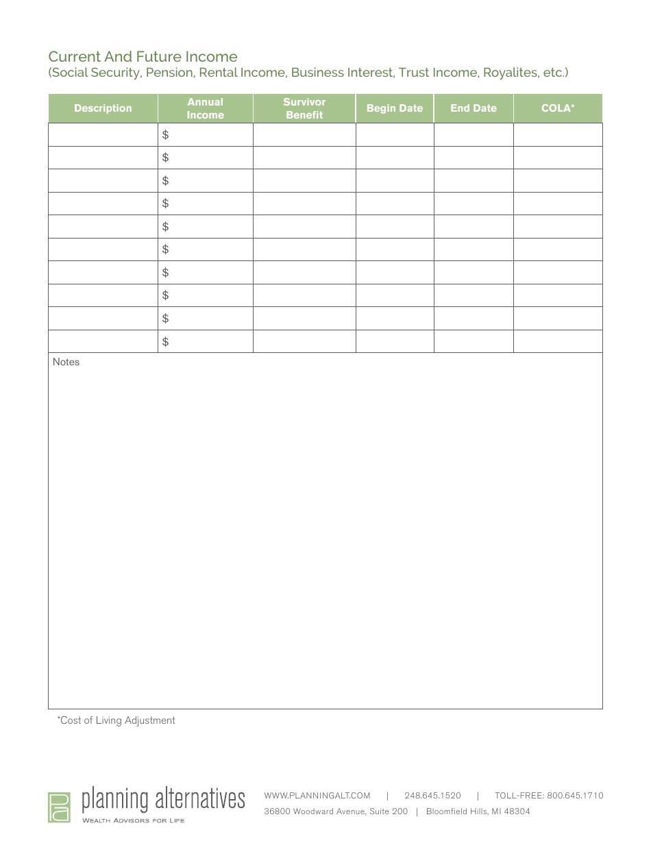 Asset and Liability Worksheet Template - Planning Alternatives, Page 4