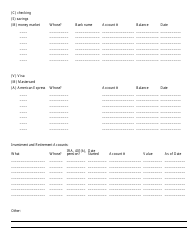 Assets/Liabilities/Income Worksheet Template, Page 2