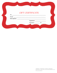 Document preview: Gift Certificate Template - Red