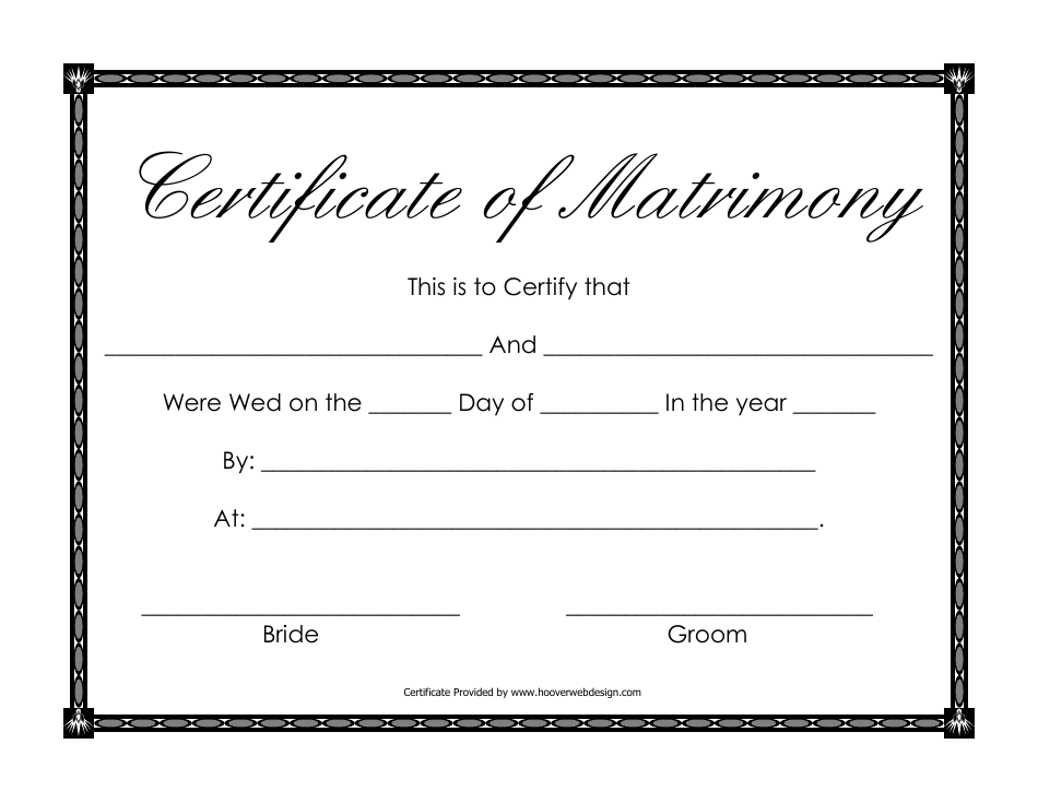 Certificate of Matrimony Template Download Printable PDF | Templateroller