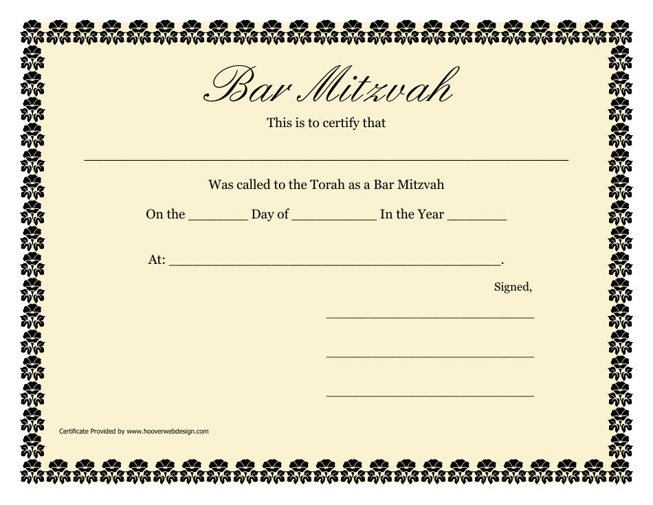 Bar Mitzvah Certificates Printable Printable Word Searches