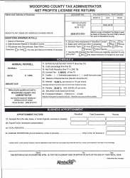 Form WCNP &quot;Net Profits License Fee Return&quot; - Woodford County, Kentucky