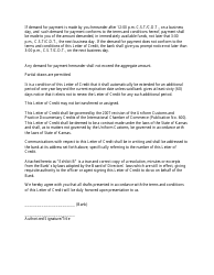 Irrevocable Letter of Credit Form - City of Overland Park, Kansas, Page 2