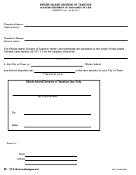 Document preview: Acknowledgement of Discharge of Lien - Rhode Island