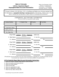 Form LE-21A Quarterly Report Segregated Bank Account Information - Colorado