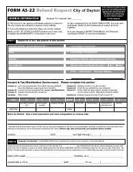 Document preview: Form AS-22 Refund Request - City of Dayton, Ohio