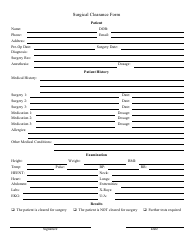 Document preview: Surgical Clearance Form