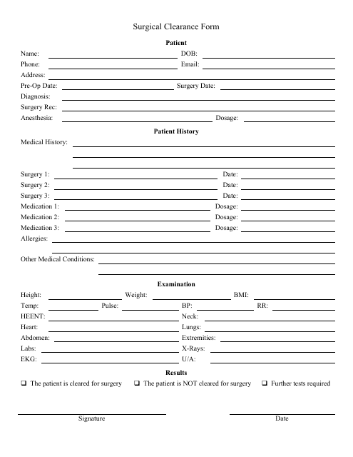Surgical Clearance Form Fill Out Sign Online And Download PDF 