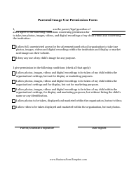 Document preview: Parental Image Use Permission Form