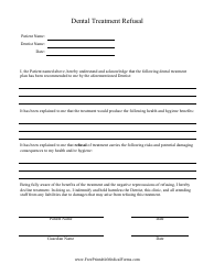 Document preview: Dental Treatment Refusal Form